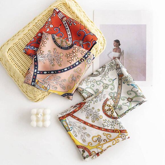 Vintage Look Pattern Printed Square Scarf Pink - Picture 8 of 8